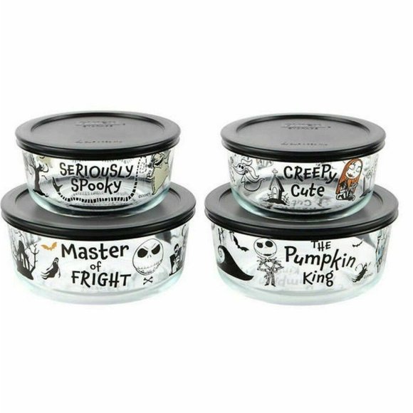 New PYREX Disney The Nightmare Before Christmas 8 Piece Glass Storage ...